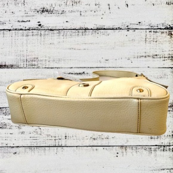 Tommy Hilfiger Y2K Eggshell Pebbled Leather Handbag Logo Zip & Buckle - Picture 8 of 15